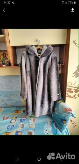 Шуба мутоновая с капюшоном 56-58 размер