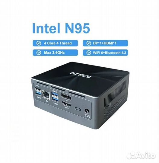 Новый мини пк Intel 12gen N95 Barebone 0Gb\0Gb