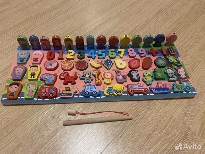 Деревянный сортер монтессори с рыбалкой