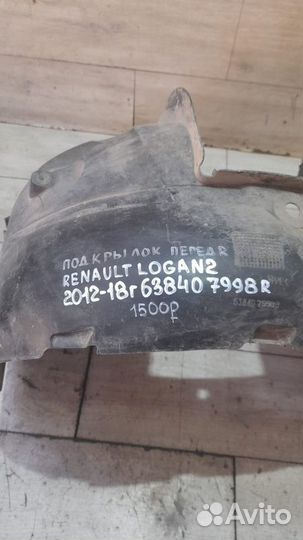 Подкрылок передний правый Renault Logan 2 С 2012