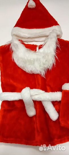 Прокат. Костюм Деда Мороза детский 110 116