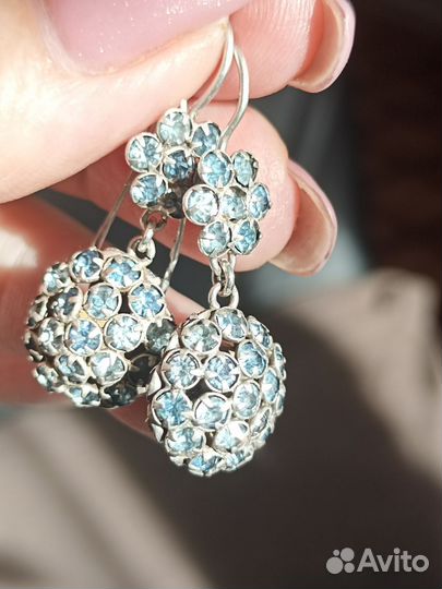 Винтажные серебряные серьги из СССР, 875 проба