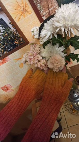 Перчатки митенки шерстяные