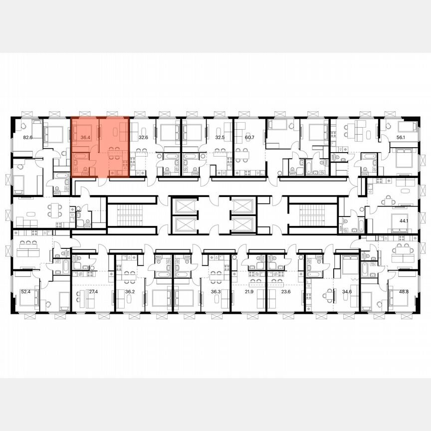 1-к. квартира, 36,4 м², 22/25 эт.