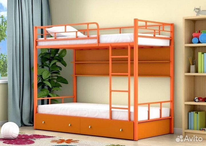 Двухъярусная кровать манеж с высокими бортиками