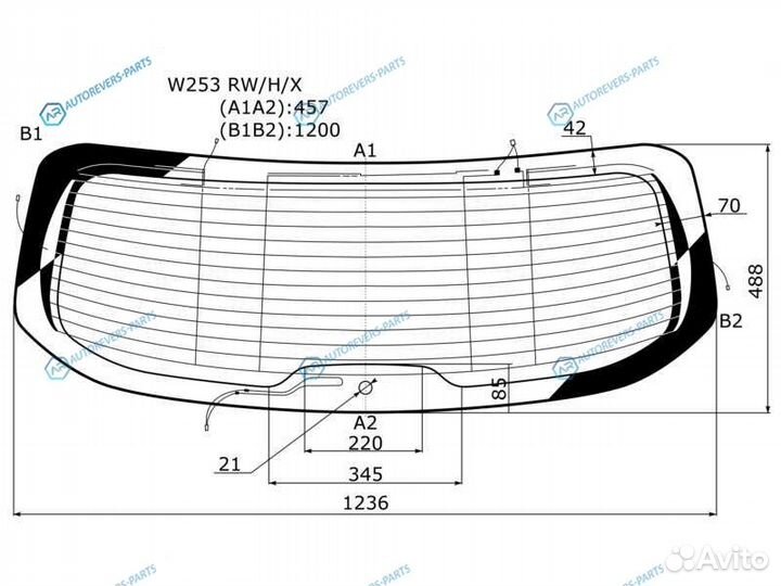 W253 rwhx Стекло заднее с обогревом mercedes-benz