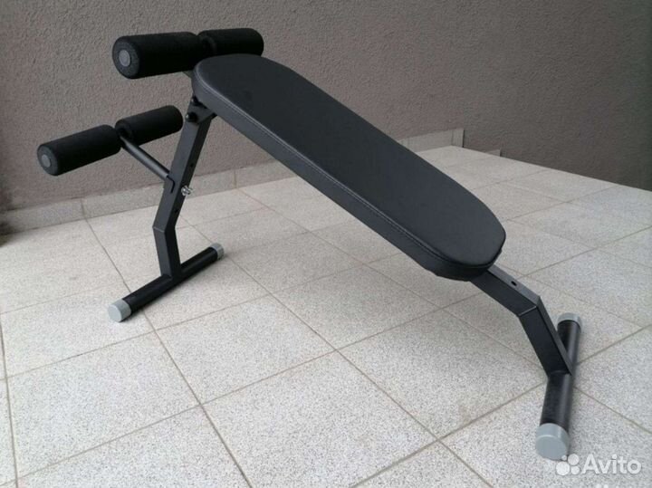 Скамья 2в1 для пресса и спины Черная складная