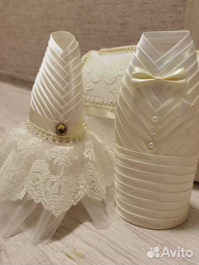 Свадебное украшение на бутылки и казна