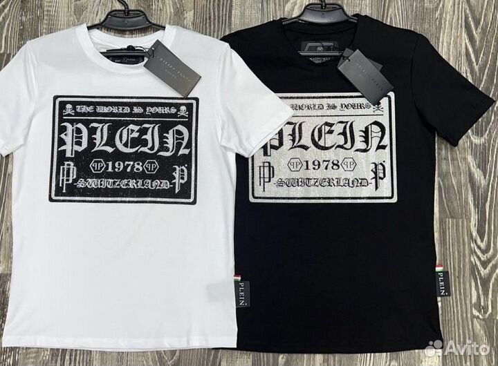 Футболка Philipp Plein надпись стразы череп