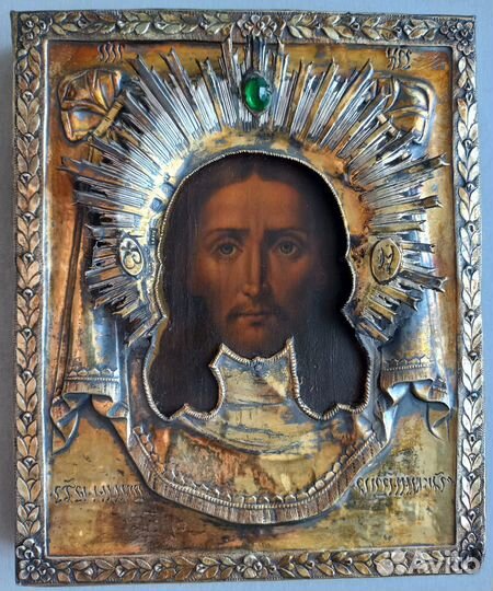 Икона нерукотворный спас - серебро 84 1834 год