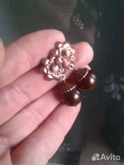 Серьги из тёмного янтаря. Редкость