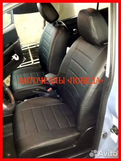 Чехлы Nissan Tiida из экокожи чёрные Классика