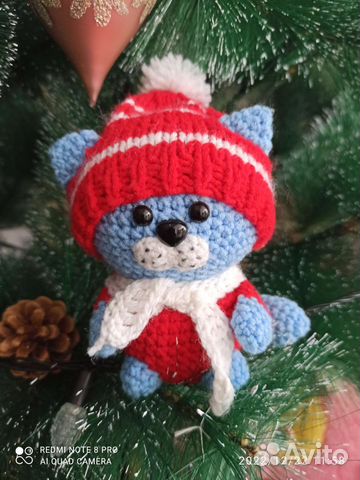 Игрушка вязаная котик