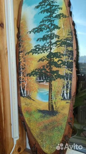 Картина ручной работы на спиле натуральн