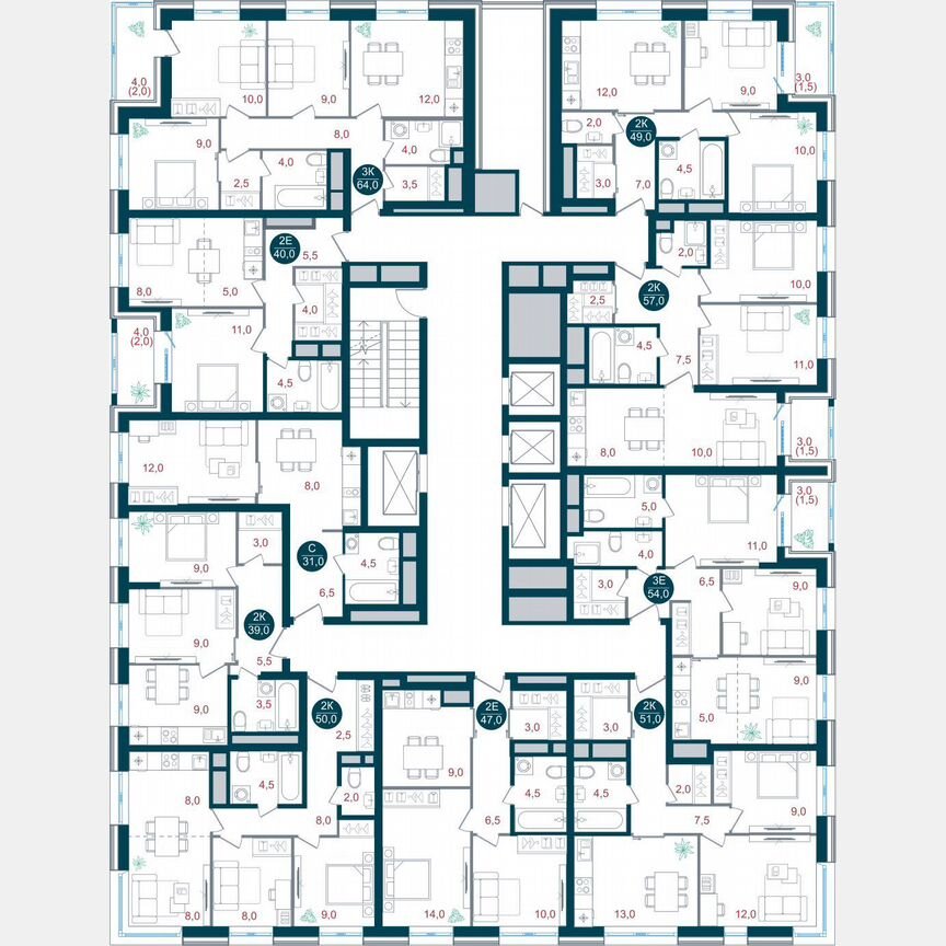 2-к. квартира, 39 м², 20/32 эт.