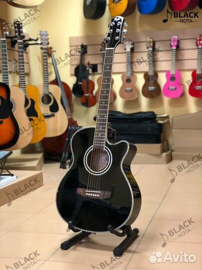 Акустическая гитара flight черная с окантовкой