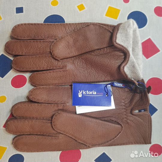 Перчатки мужские кожаные коричневые