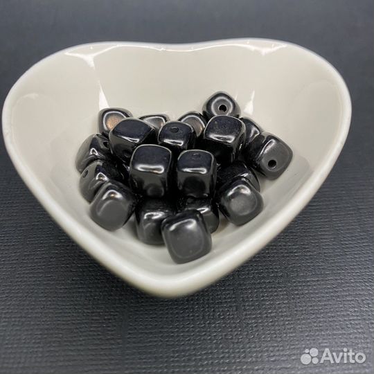 Шунгит бусины куб 6, 8, 10, 12мм