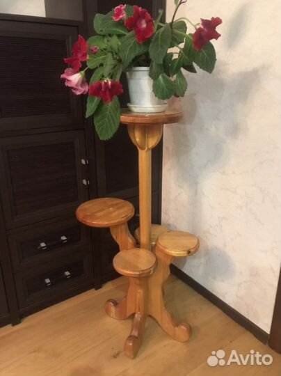 Подставка для цветов напольная деревянная