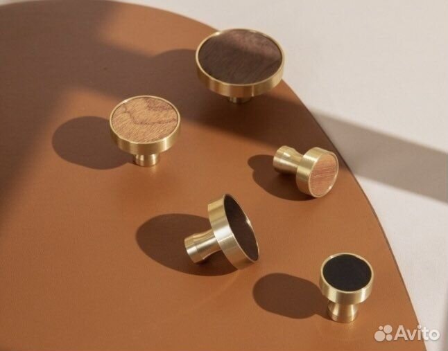 Мебельные ручки латунь и натурально дерево, новые