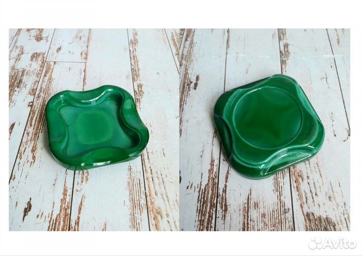 Шкатулка, и пепельница, малахитовое стекло, Чехия