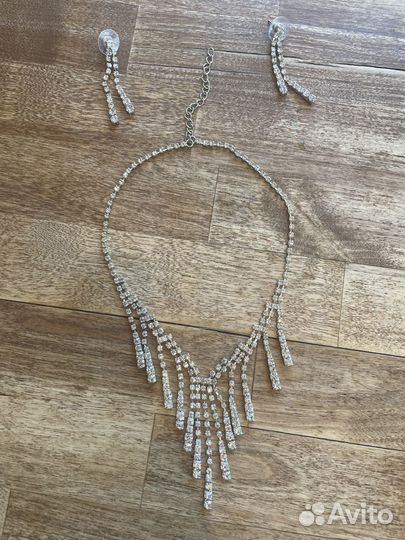 Колье, серьги свадебные, свадебный комплект