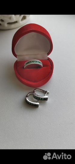 Серебро серьги и кольцо