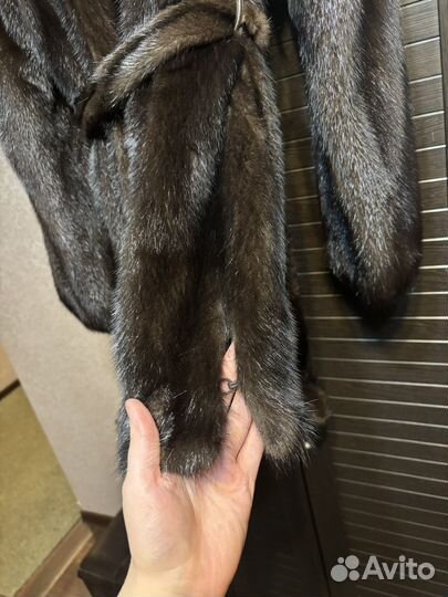 Шуба норковая с капюшоном 44-46 короткая с поясом