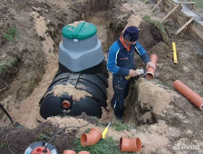 Монтаж септика, сбо. Прокладка канализации
