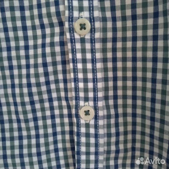 Рубашка Mango kids 98 сине-зеленая для мальчика