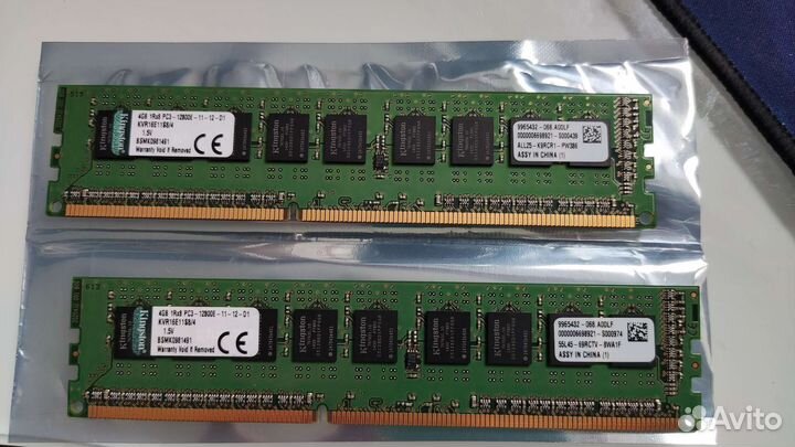 DDR3 ECC Unbuffered Kingston KVR16E11S8/4 2шт