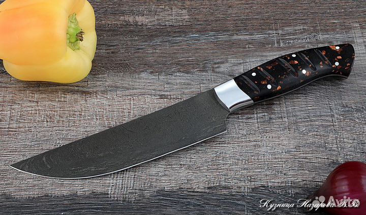 Поварской нож № 8 сталь Х12мф акрил коричневый