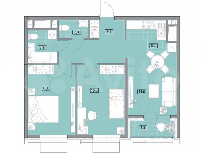 2-к. квартира, 68 м², 20/29 эт.