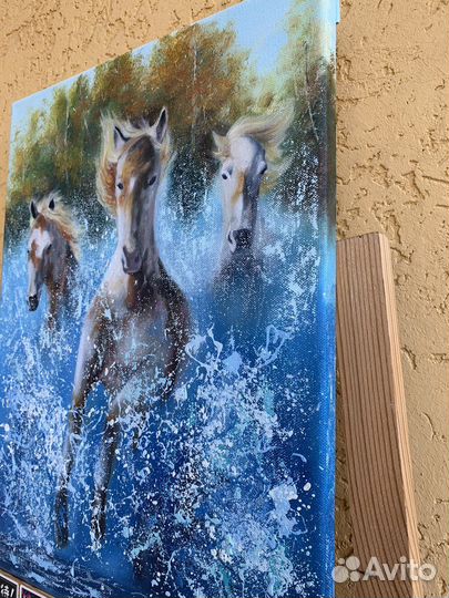 Картина маслом на холсте Лошади
