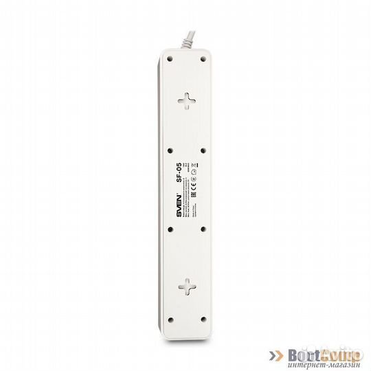 Сетевой фильтр sven SF-05, 1.8 метра белый