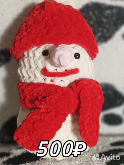 Плюшевый снеговик, выс. 14см, шир. 8см