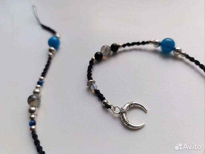 Лула черная с камнями и луной