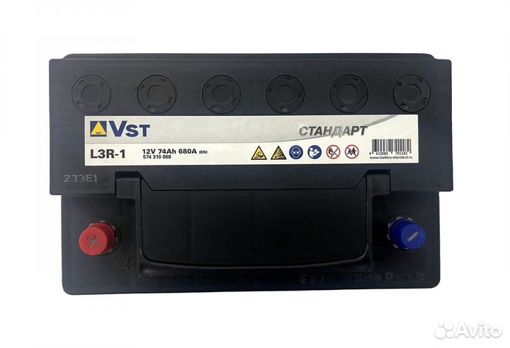 Varta VST Standard 74 Ah 680A прям. пол. (278х175х