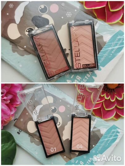 Stellary румяна, тональный, пудра, карандаши