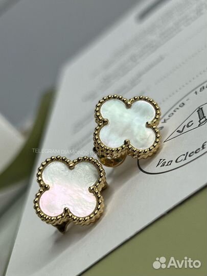 Серьги Van Cleef Alhambra vintage золото 750