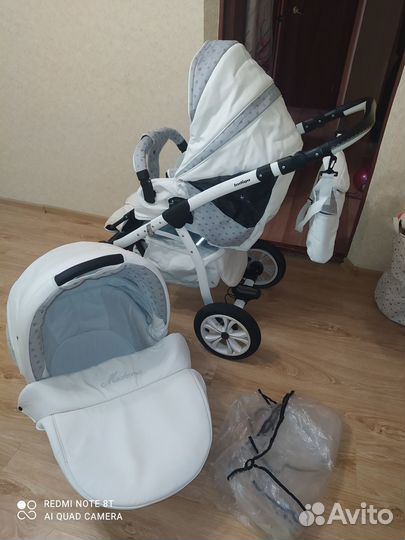 Коляска 2 в 1 Indigo Madonna (эко кожа)