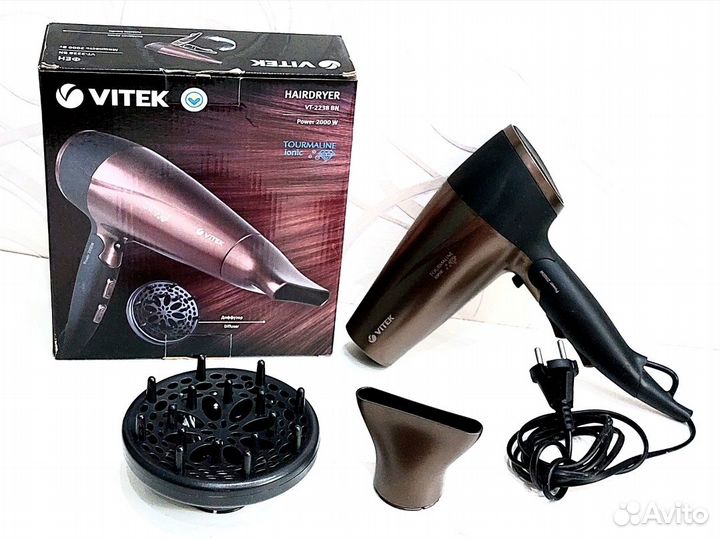 Фен Vitek VT-2238 BN с ионизацией 2000 Вт