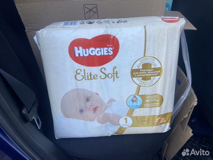 Подгузники для новорожденных huggies elite soft 1