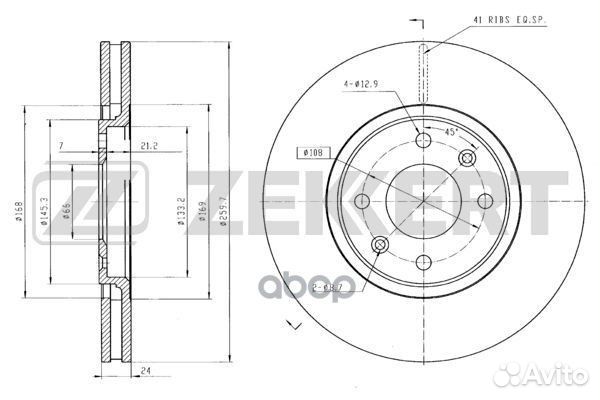 Диск торм. перед. Peugeot 406 95- bs-5229 Zekkert