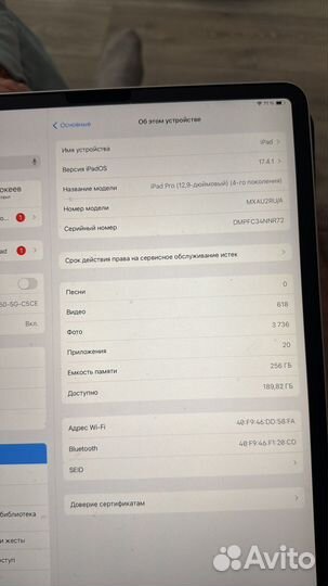 iPad pro 12.9 wi fi 256