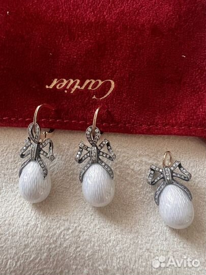 Серьги и кулон, бриллианты, эмаль