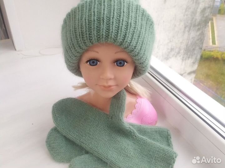 Вязаный комплект из пуха норки