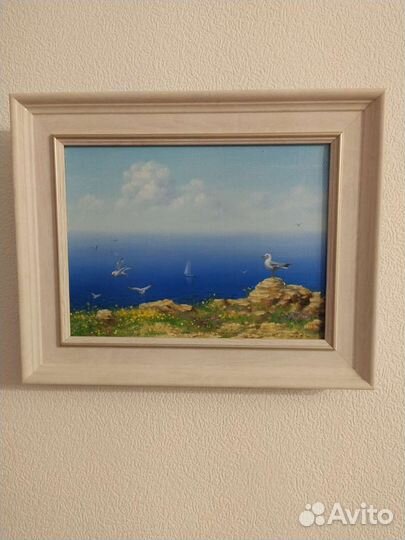 Картина морской пейзаж, масло, 23*18, 5см