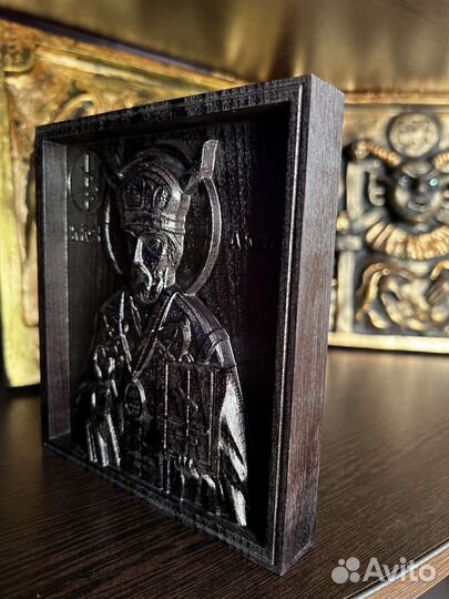 «Абара» икона церковного беса из чернённого дуба