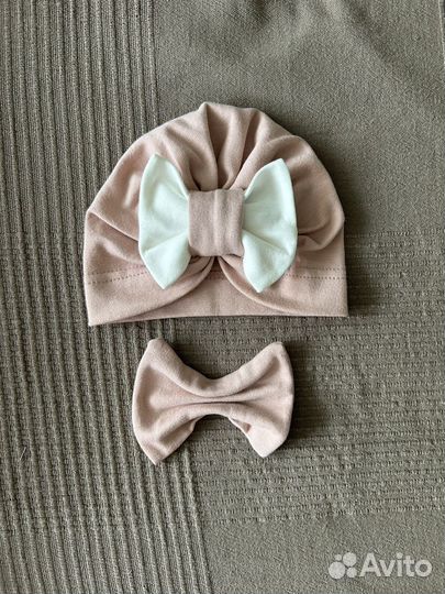 Шапка чалма для девочки 1-2 месяца